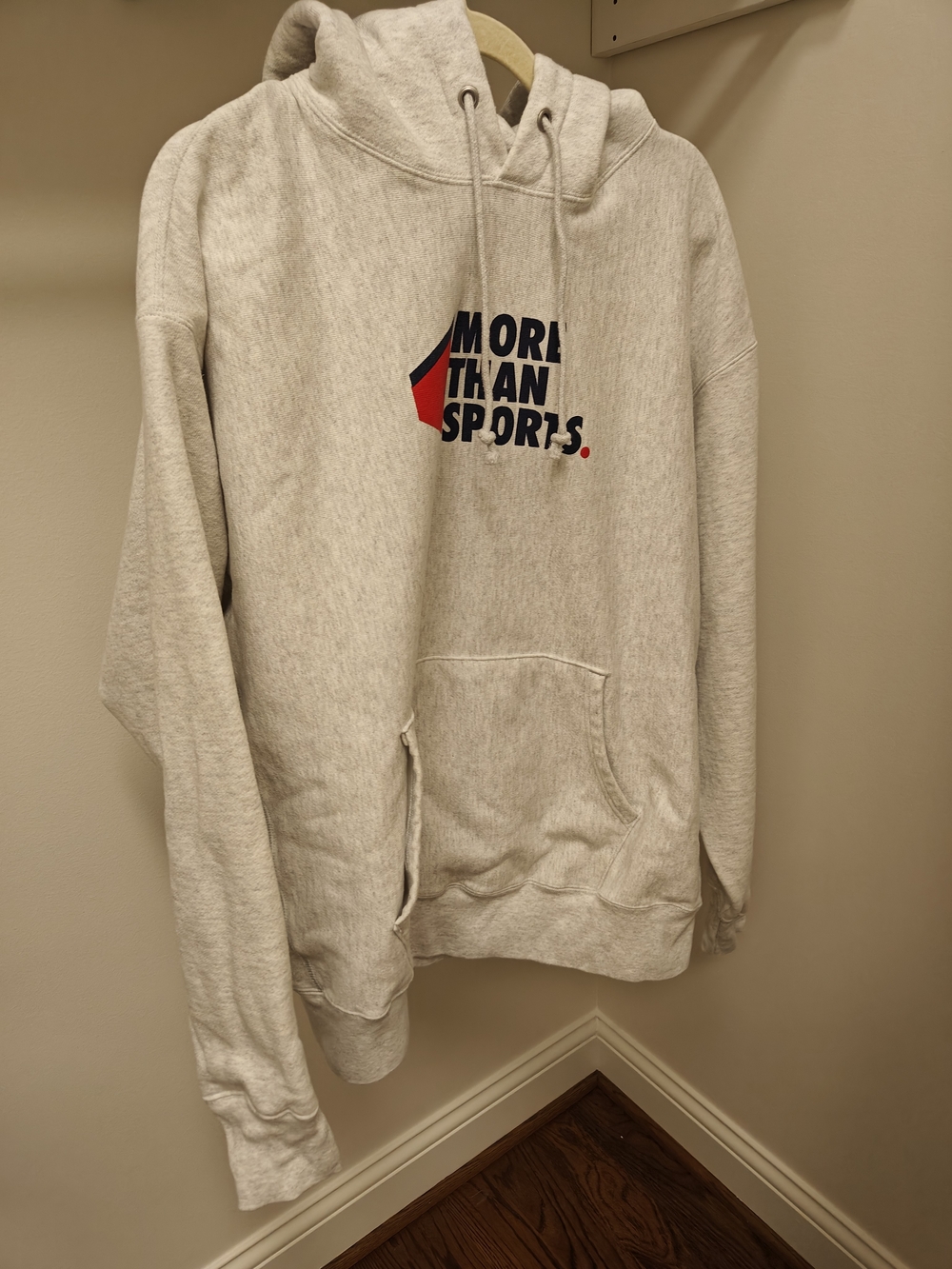 Men's Light Gray 'More Than Sports' Graphic Hoodie Sweatshirt